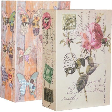Lot de 2 coffre-fort en forme de livre avec serrure à combinaison, 18 x 11,5 x 5,5 cm, coffre-fort pour livres, coffre-fort pour clés, objets de valeur, argent et bijoux