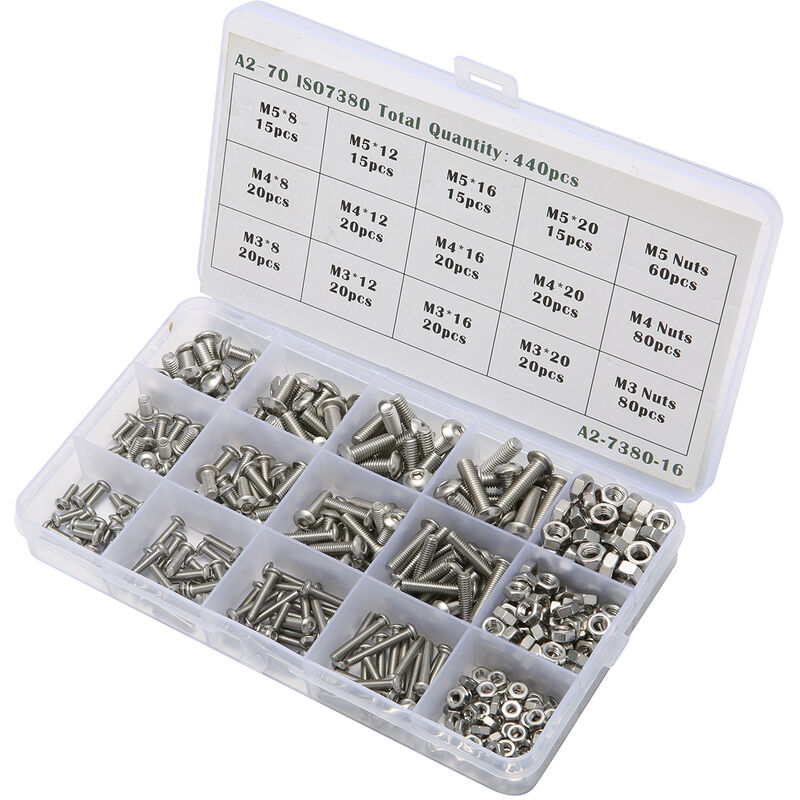 Set di 2 scatole da 440 pezzi M3 M4 M5 viti in