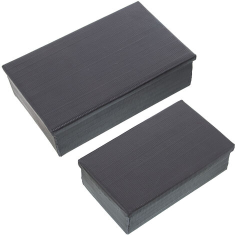 Lot de 2 Coffrets en Aluminium Sculpté Noir 22,5X14X7+28X18X8 Cm