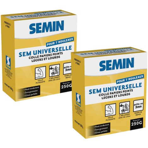 Lot de 2 colles en poudre pour papiers peints légers et lourds Semin Sem-Universelle - boite 250 g