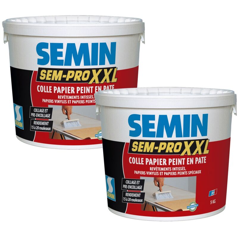 Lot de 2 colles papiers peints en pâte Semin Pro xxl - prêt à l'emploi - pot de 5 kg