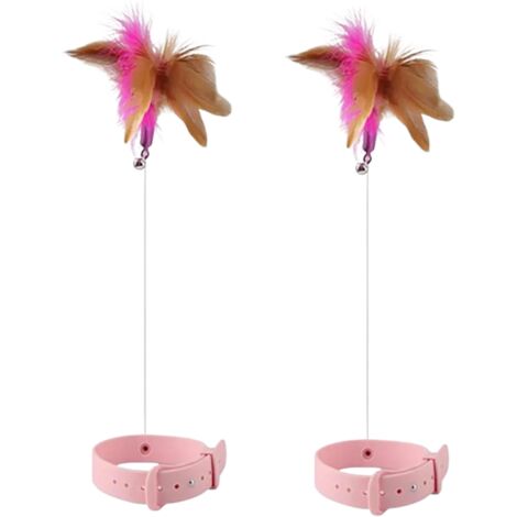 Lot de 2 colliers à plumes réglables pour chat, jouets d'éveil et accessoires pour animaux de compagnie