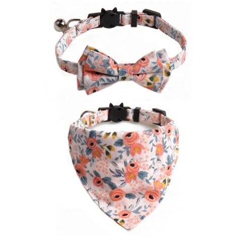 Lot de 2 colliers ajustables pour chats, motif floral mignon, pour petits chiens, chats et chiots