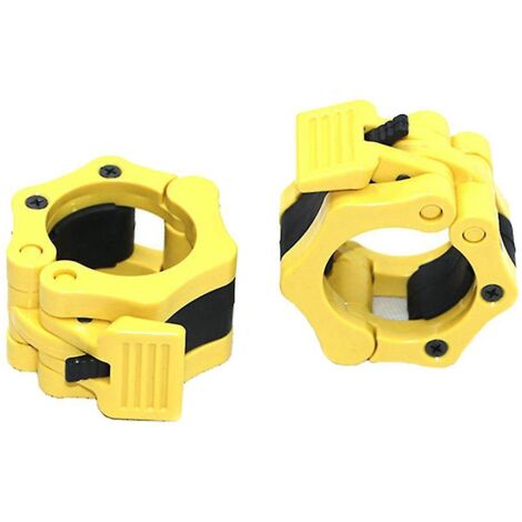 Lot de 2 colliers de serrage jaunes de 50 mm pour haltères, destinés à la musculation et au fitness.