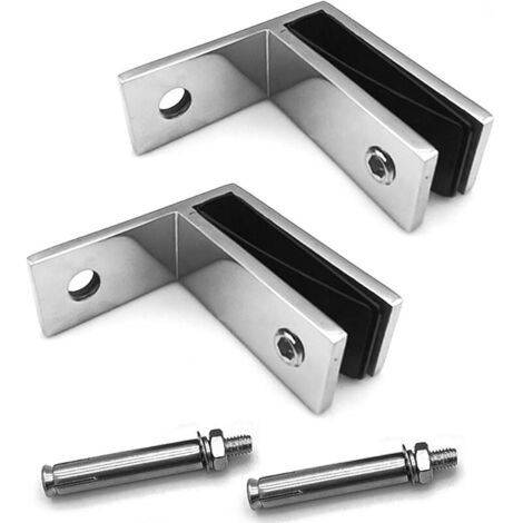 Lot de 2 colliers de serrage muraux à verre 90 degrés en acier inoxydable argenté (10-12 mm Glasspanel) pour clôture, balustrade, balcon