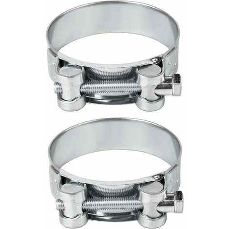 Lot de 2 colliers de serrage renforcés pour tuyau en acier galvanisé 52-55 mm