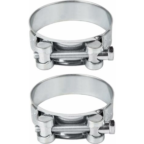 Lot de 2 colliers de serrage renforcés pour tuyau en acier galvanisé 52-55 mm