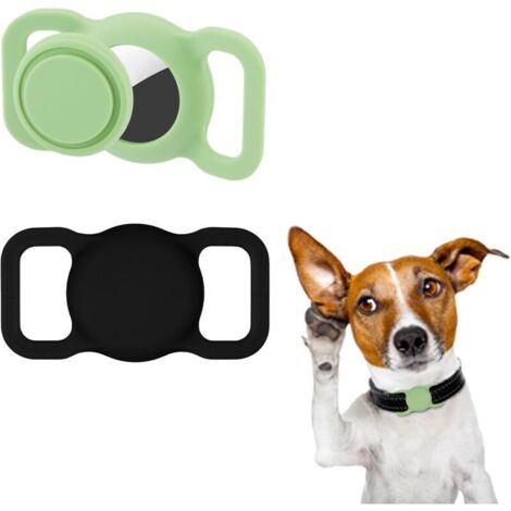 Lot de 2 colliers pour chien Airtag Keeper, étui étanche en silicone anti-perte pour chiens et chats de compagnie Airtag compatible Apple AirTag (vert)