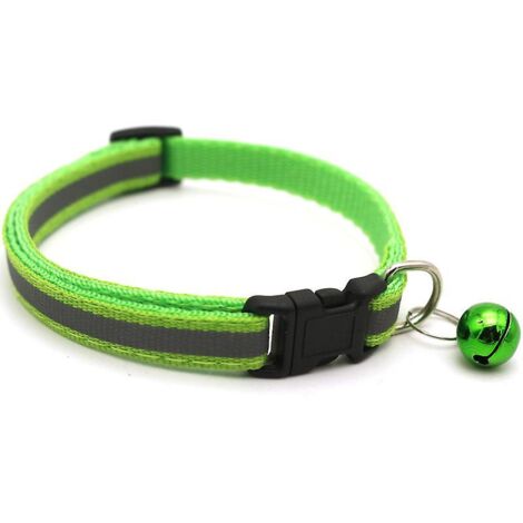 Lot de 2 colliers réfléchissants réglables pour chats avec clochette, colliers de sécurité pour chiots et chatons, verts