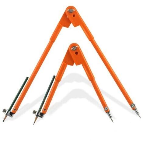 Lot de 2 compas professionnels pour travail du bois avec aile et porte-crayon 450 mm et 750 mm Compas/Set Compas à Crayons De Précision, Grand Diamètre - Orange