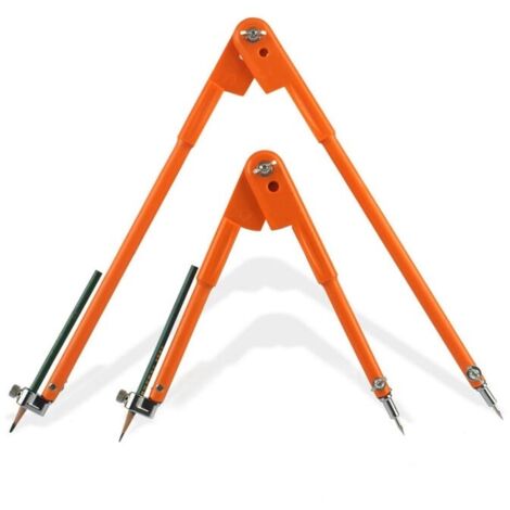 Lot de 2 compas professionnels pour travail du bois avec aile et porte-crayon 450 mm et 750 mm Compas/Set Compas à Crayons De Précision, Grand Diamètre - Orange