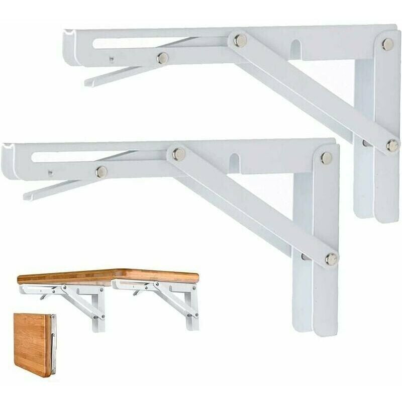 VURAHOME - Lot de 2 Console pour étagère Equerre Etagere 250mm, Support Console Pliable, Acier Inoxydable Equerre Rabattable Murale, 50KG/110lbs