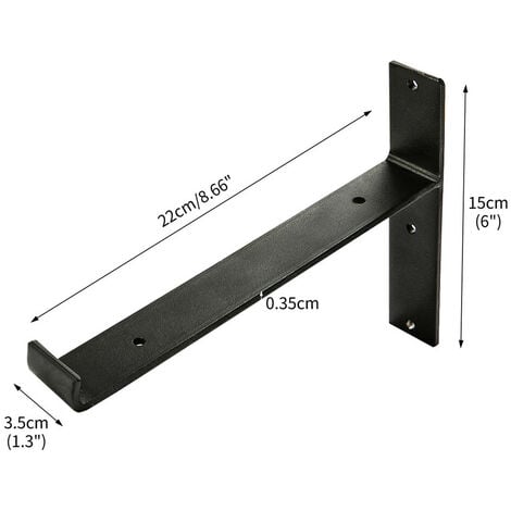 DRILLPRO Lot de 2 Console Support Étagère mural l.220 mm 35mm Épaisseur Noir Fantablau