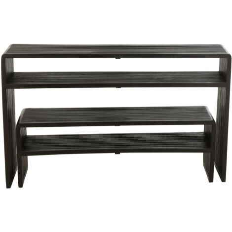 Lot de 2 consoles 118 et 130 cm cm en teck recyclé noir - RENTY
