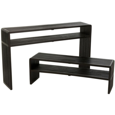 Lot de 2 Consoles en Bois "Teck" 130cm Noir