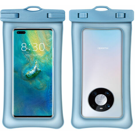 Lot de 2 coques étanches pour téléphone portable IPX8 Bleu Coque étanche universelle pour iPhone 13 Pro Max 12 11 Pro Max XR X XS SE 2020 8 Plus Samsung S21 S10 S9 Huawei P40 P20 Mate 40 Pro jusqu'à 7