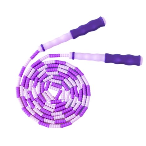 Lot de 2 cordes à sauter pour enfants, perles souples réglables, longueur 2,8 m, violet