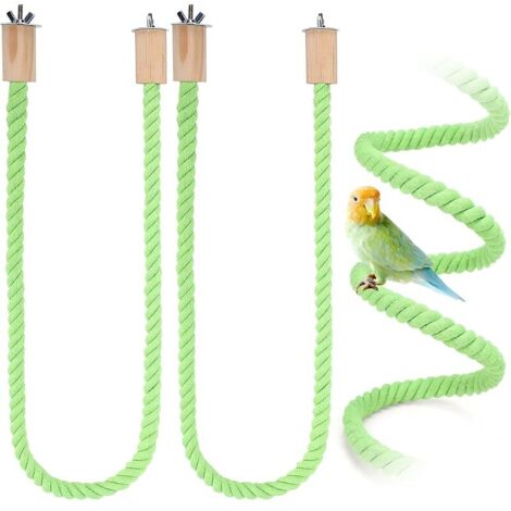 Lot de 2 cordes de chanvre pour oiseaux, 100 cm, accessoires de support de cage à oiseaux, renfort en fil de fer malléable, convient pour perroquets, perruches, calopsittes et plus encore
