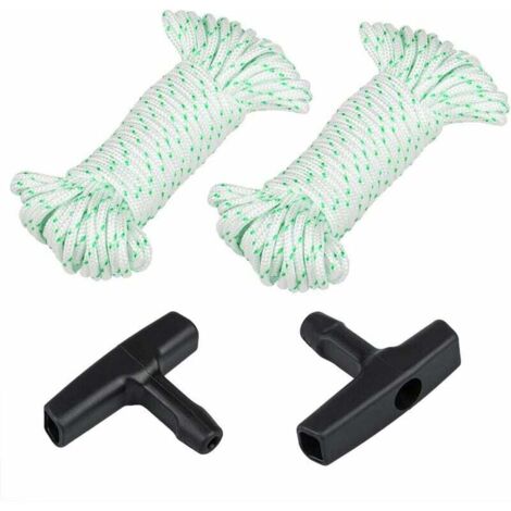 Lot de 2 cordes de démarrage de 10 m (diamètre : 3 mm), corde de traction avec 2 poignées de démarrage pour tondeuse à gazon Husqvarna Stihl Poulan - Vert