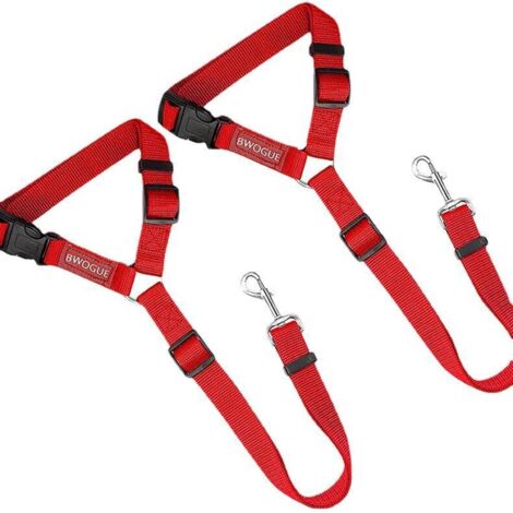 Lot de 2 cordes de remorquage pour voiture pour animaux de compagnie avec sangles de sécurité réglables