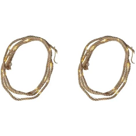 Lot de 2 cordes lumineuses de Noël en toile de jute 200 cm - ASPEN