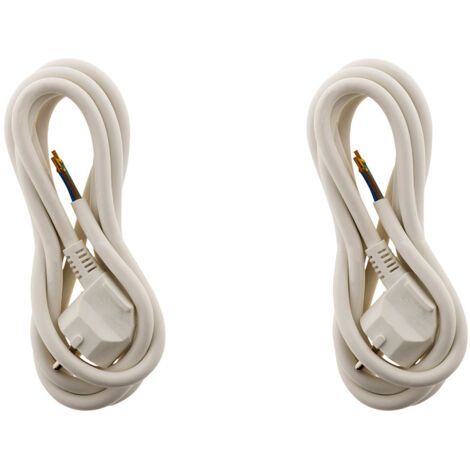 Lot de 2 cordons d'alimentation + prise 16A - 2m - blanc - Zenitech