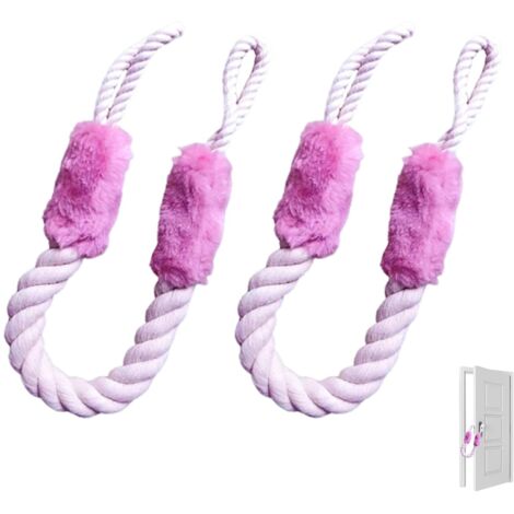 Lot de 2 cordons de porte en coton - Protection anti-pincement pour portes - Butoir de porte - Protection de poignée de porte - Corde d'arrêt de porte à clipser pour animaux de compagnie, bébés et