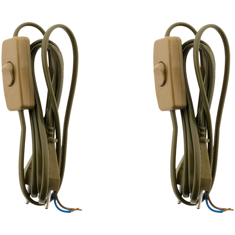 Lot de 2 cordons + interrupteur luminaire 1,5m - doré - Zenitech Lot de 2 cordons + interrupteur luminaire 1,5m - doré - Zenitech