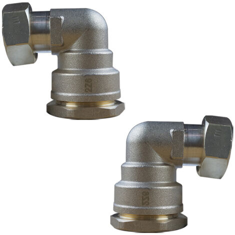 Lot de 2 Coudes laiton droit PEHD Ø25 Femelle écrou libre 3/4" (20/27) - ACS 16 Bars - Arco