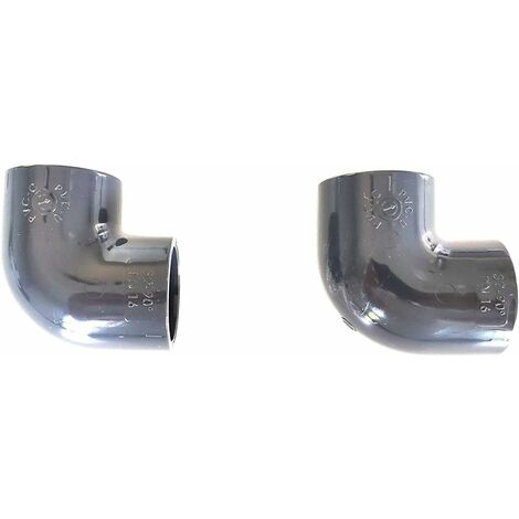 Lot de 2 Coudes PVC Pression 90° / 32mm intérieur F/F PN16 / Piscine et arrosage / 32 mm Manchon