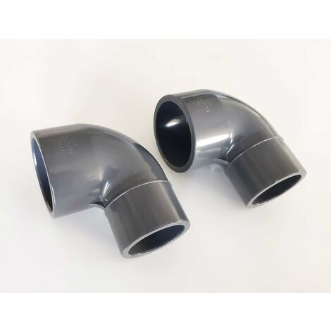Lot de 2 Coudes réduit PVC Pression 90° / 63mm intérieur vers 50mm intérieur intérieur PN16 / Piscine et arrosage