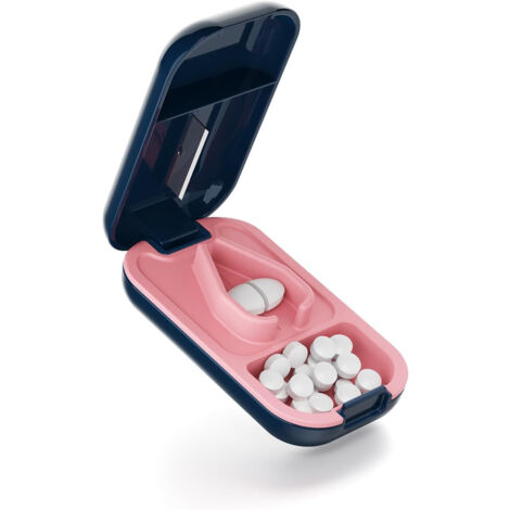 Lot de 2 coupe-comprimés ergonomiques – Adaptés aux petits et gros comprimés – Bleu foncé