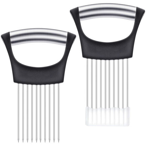 Lot de 2 Coupe Oignon Eminceur Tomate Concombre Citron Légumes Coupe Oignons Manuel en Acier Inoxydable pour Trancher Gadget Cuisine Accessoires