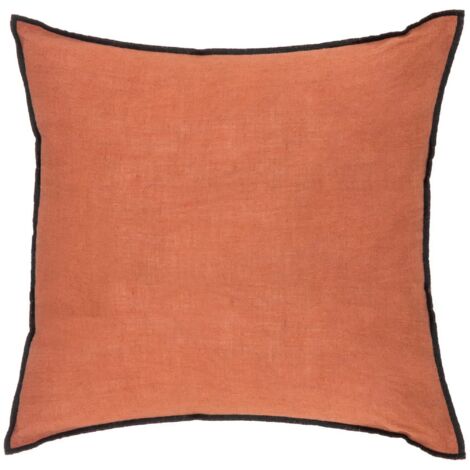 Lot de 2 coussin décoratif déhoussable en lin et coton rose terracotta - Longueur 45 x Profondeur 12 x Hauteur 45 cm -PEGANE-