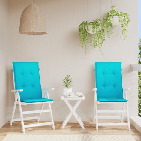 Lot de 2 Coussin extérieur，Coussins de chaise à dossier haut turquoise tissu CFW10705