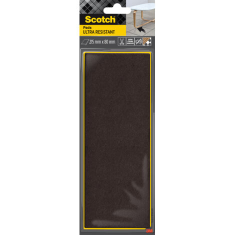 Lot de 2 coussinets de feutre ultra-résistant Scotch®, adhésif, gris/adhésif, blanc, 215 mm x 80 mm, 1/paquet