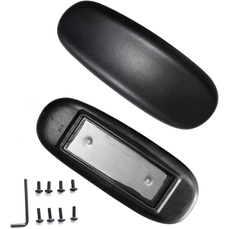 Lot de 2 coussinets de rechange universels pour accoudoir de chaise de bureau avec trou de montage Noir 10,2 cm