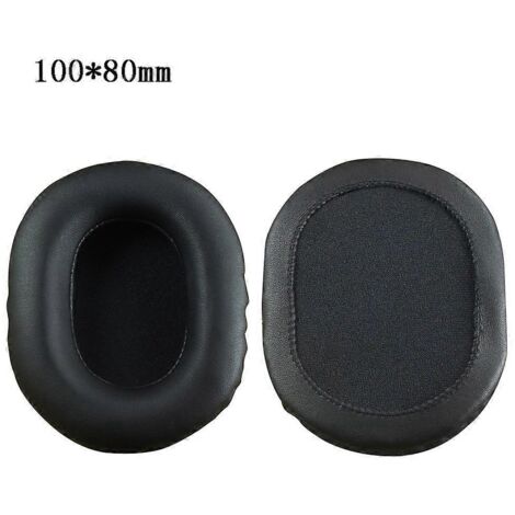 Lot de 2 coussinets d'oreille carrés et ovales pour casque audio, en cuir souple à mémoire de forme, 100 x 80 mm, noir.