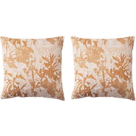Lot de 2 coussins 45x45 cm en tissu et décor orange