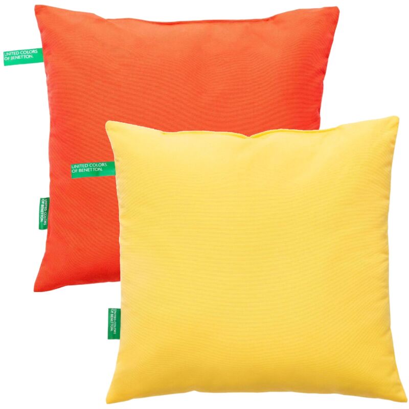 Benetton - Lot de 2 coussins de 45x45 cm - 200GSM, coloris Rouge et Jaune - rouge et jaune