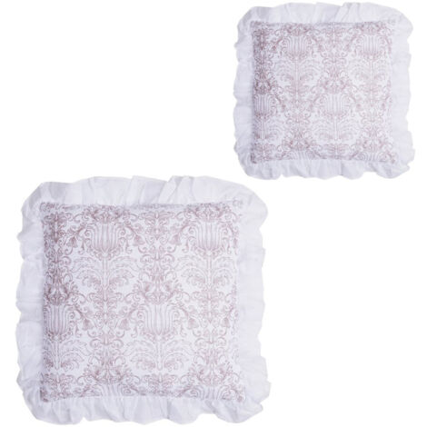 Lot de 2 coussins avec frange 50x30 cm imprimé vieux rose - PINKY