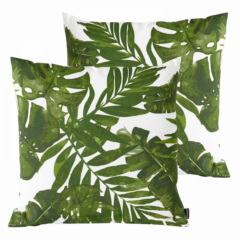 Oviala - Lot de 2 coussins carrés polyester jungle 45x45x8 cm