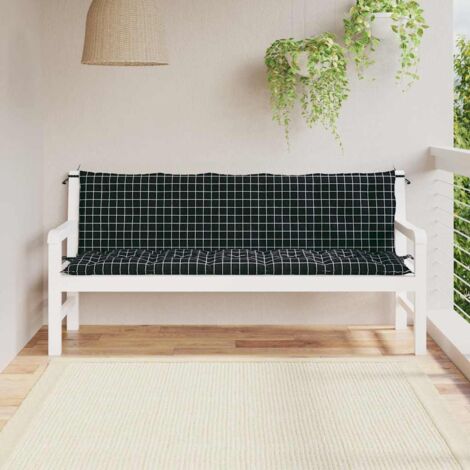 Lot de 2 Coussins de banc  Coussin Déco Carreaux noir 180x50x7 cm Tissu 83612