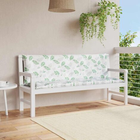 lot de 2 Coussins de banc de jardin  Coussin de Siège  Coussin pour Intérieur ou Extérieur motif de feuilles tissu BTEB11268