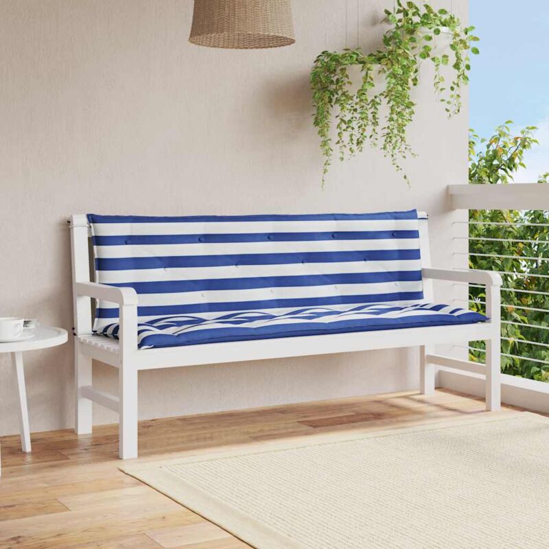 Maison Chic - Lot de 2 Coussins de banc de jardin Coussin D'extérieur Coussin Déco confort rayures bleues et blanches 26195