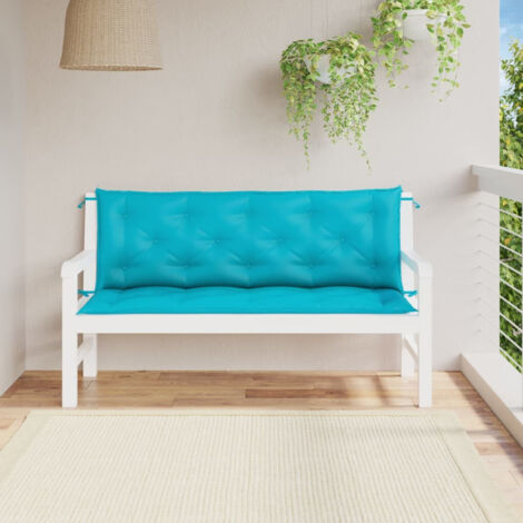 Lot de 2 Coussins de banc de jardin  Coussin D'extérieur Coussin Déco confort  turquoise 150x50x7 cm tissu 42420