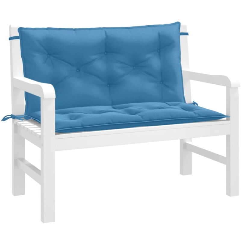 Vidaxl - Coussins de banc de jardin lot de 2 bleu mélangé tissu