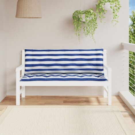 Lot de 2 Coussins de banc de jardin，Coussin extérieur rayures bleues et blanches CFW26618