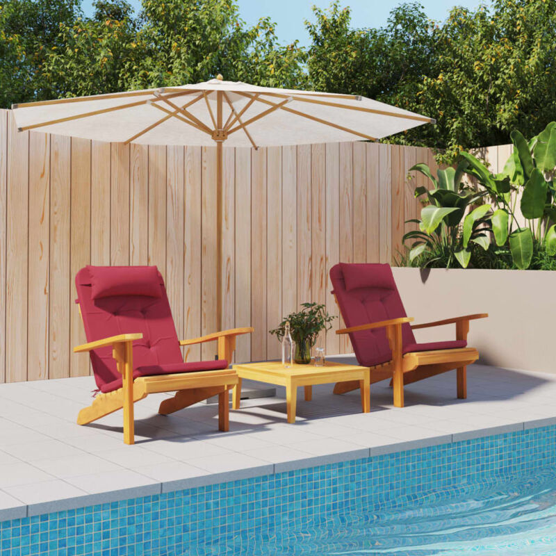 Lot de 2 Coussins de chaise adirondack Coussin Déco confort rouge bordeaux 31442