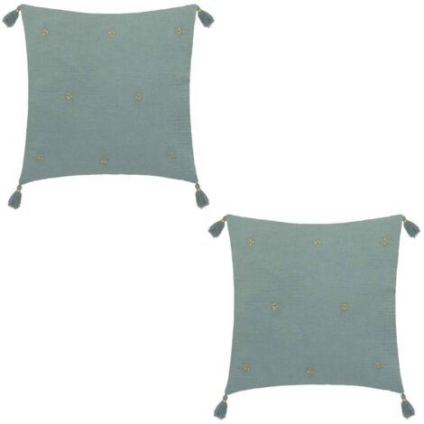 Lot de 2 coussins de chaise brodés rectangulaires JAMANA